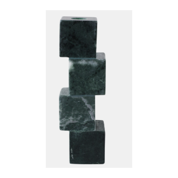 STACKED CUBE CNDLHLDR GRN 20*8(CM)