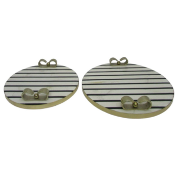 PLATTED TRAY BLACK WHITE (S/2) 30/36(CM)