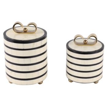 PLATTED CONTAINERS BLACK WHITE (S/2) 18/23(CM)