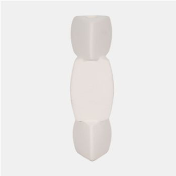 STACKED CANDLE HOLDER WHITE TALL