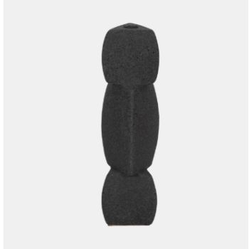 STACKED CANDLE HOLDER BLACK TALL